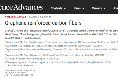 添加少量石墨烯可大幅度提高碳纖維強度