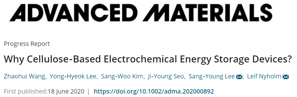 《先進(jìn)材料》綜述：為什么要用纖維素？纖維素基電化學(xué)儲能器件的優(yōu)勢何在？