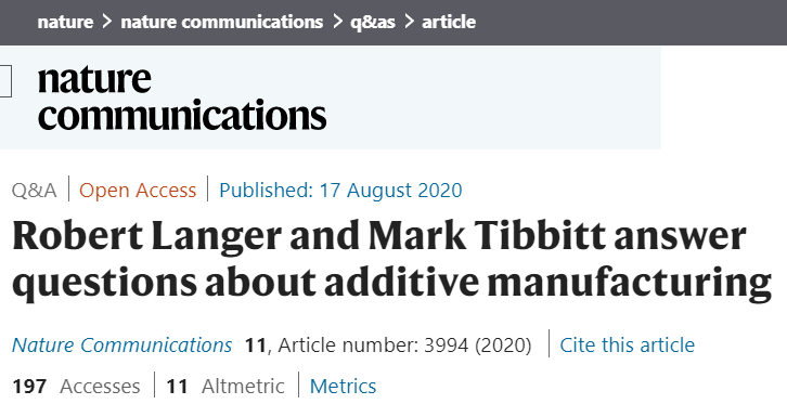 大神指路！三院院士，H指數(shù)274，Robert Langer專訪：增材制造該如何發(fā)展？