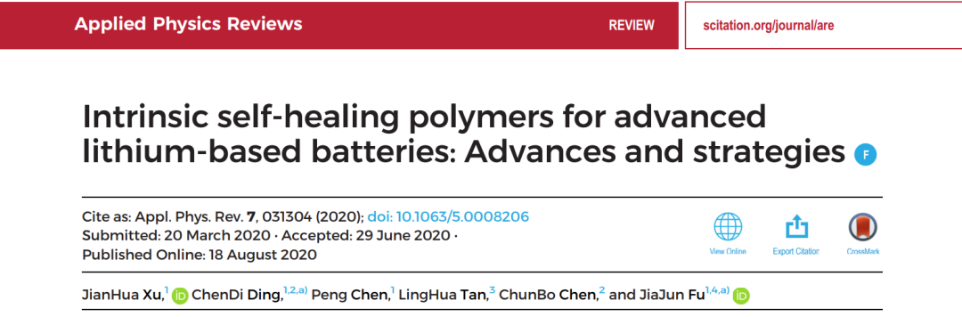 南京理工大學(xué)傅佳駿教授團隊《APR》綜述：如何設(shè)計本征自修復(fù)材料來提高鋰電池電化學(xué)性能