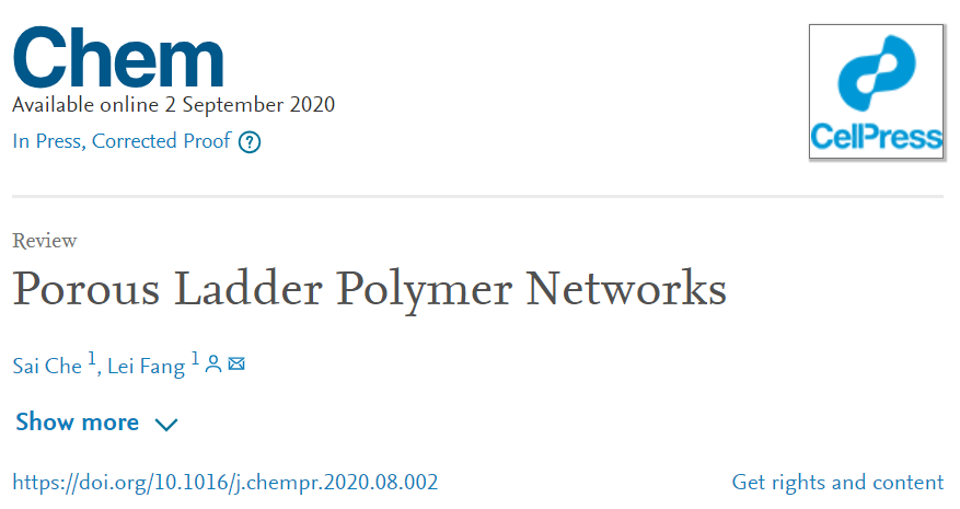 方磊《Chem》綜述：多孔網(wǎng)絡梯狀聚合物
