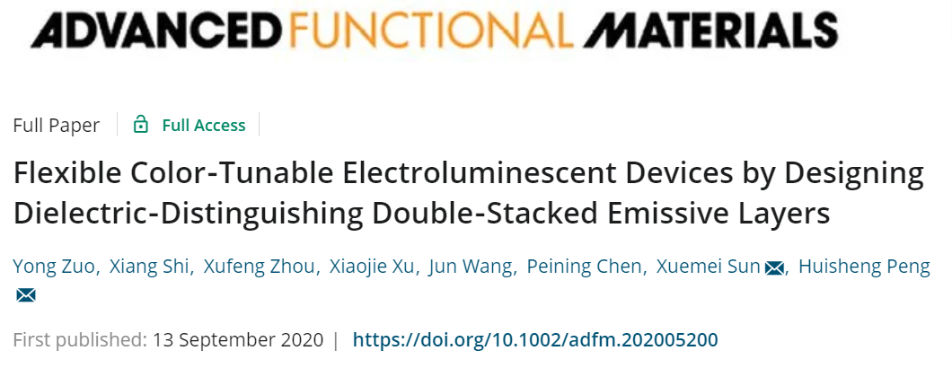 復旦大學彭慧勝/孫雪梅團隊《AFM》：介電設計助力實時調(diào)控器件發(fā)光